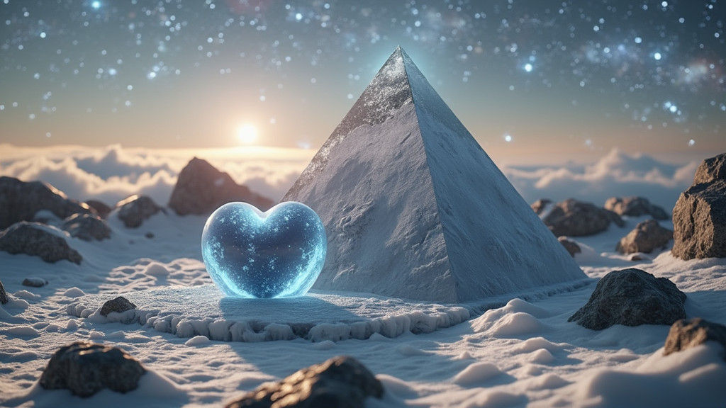 Pulsing Heart Crystal Berg in Sci-Fi Landscape