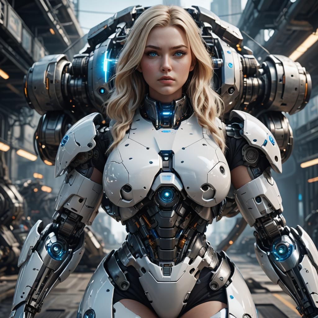 Futuristic Woman with Intricate Mech Details in Sci-Fi Style