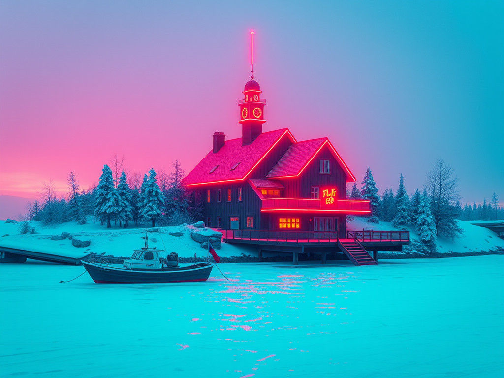 Biopunk Woodcut: Scandalous Aquamarine and Neon Red