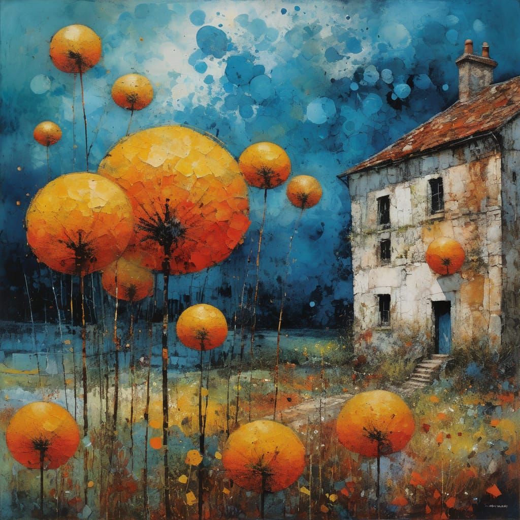 Expressionist Painting of Mischief and Memories