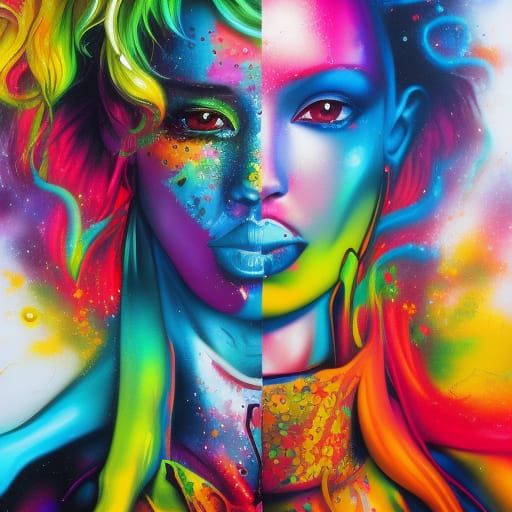 Colorful Graffiti Splash Art in Street Style