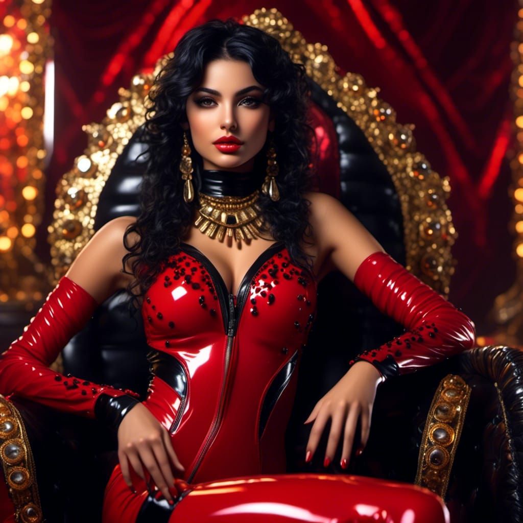 Hyperreal Egyptian Woman in Latex, Splash Art