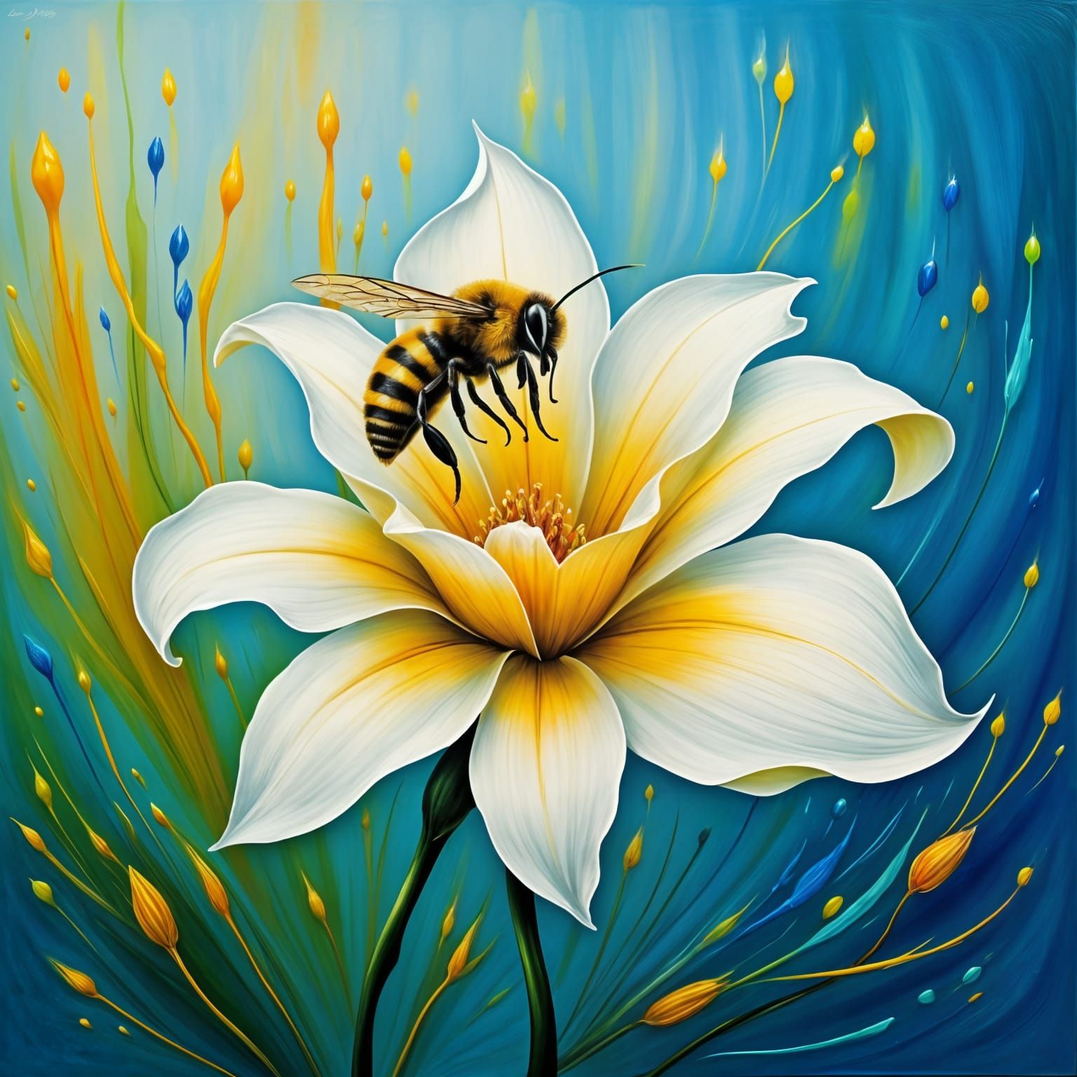 Bee in Vibrant Floral Bloom