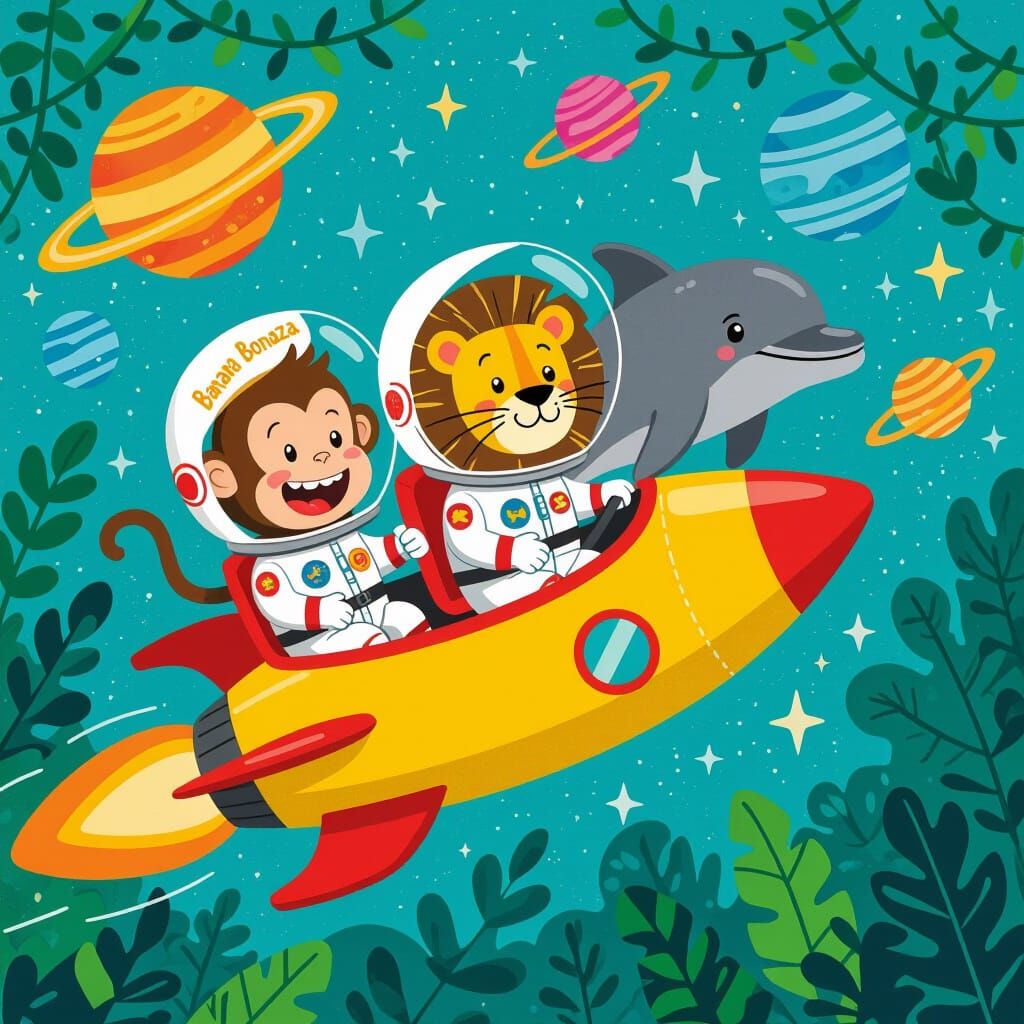 Cosmic Jungle Adventure with Animal Astronauts