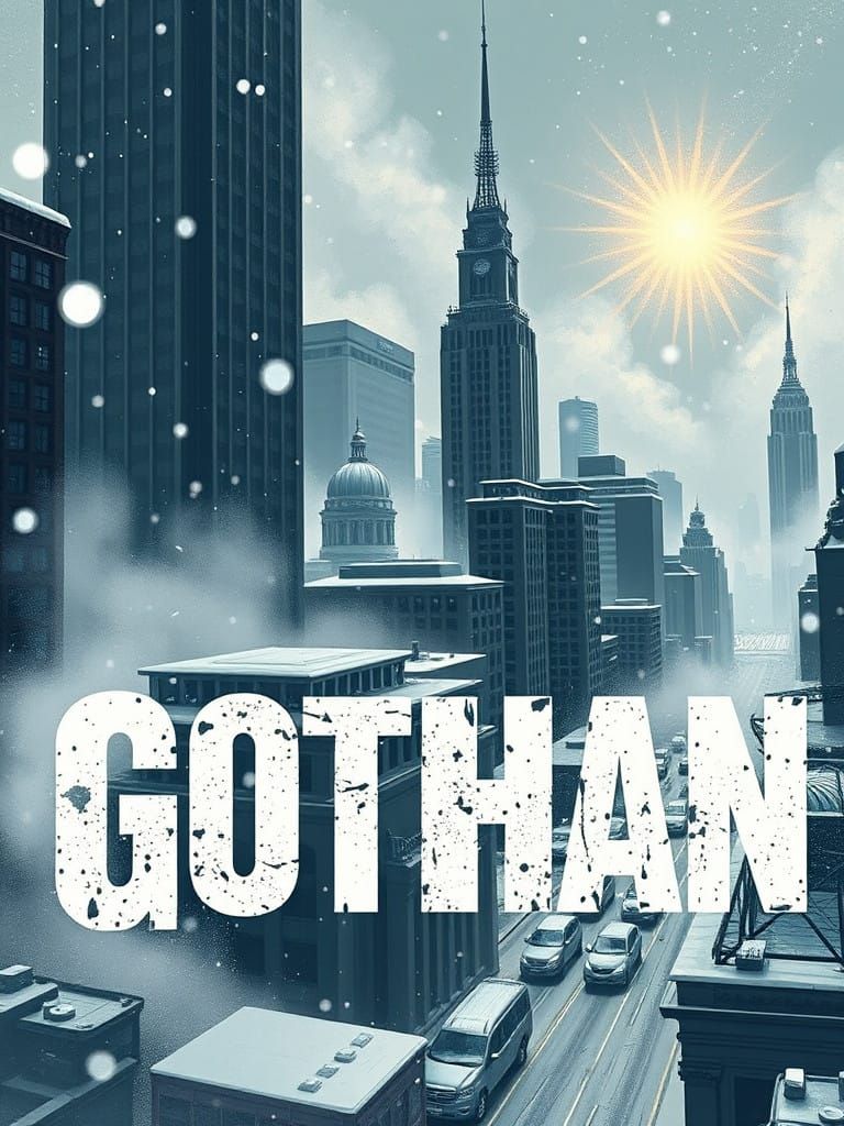 Gritty Gotham Cityscape in Brutalist Style