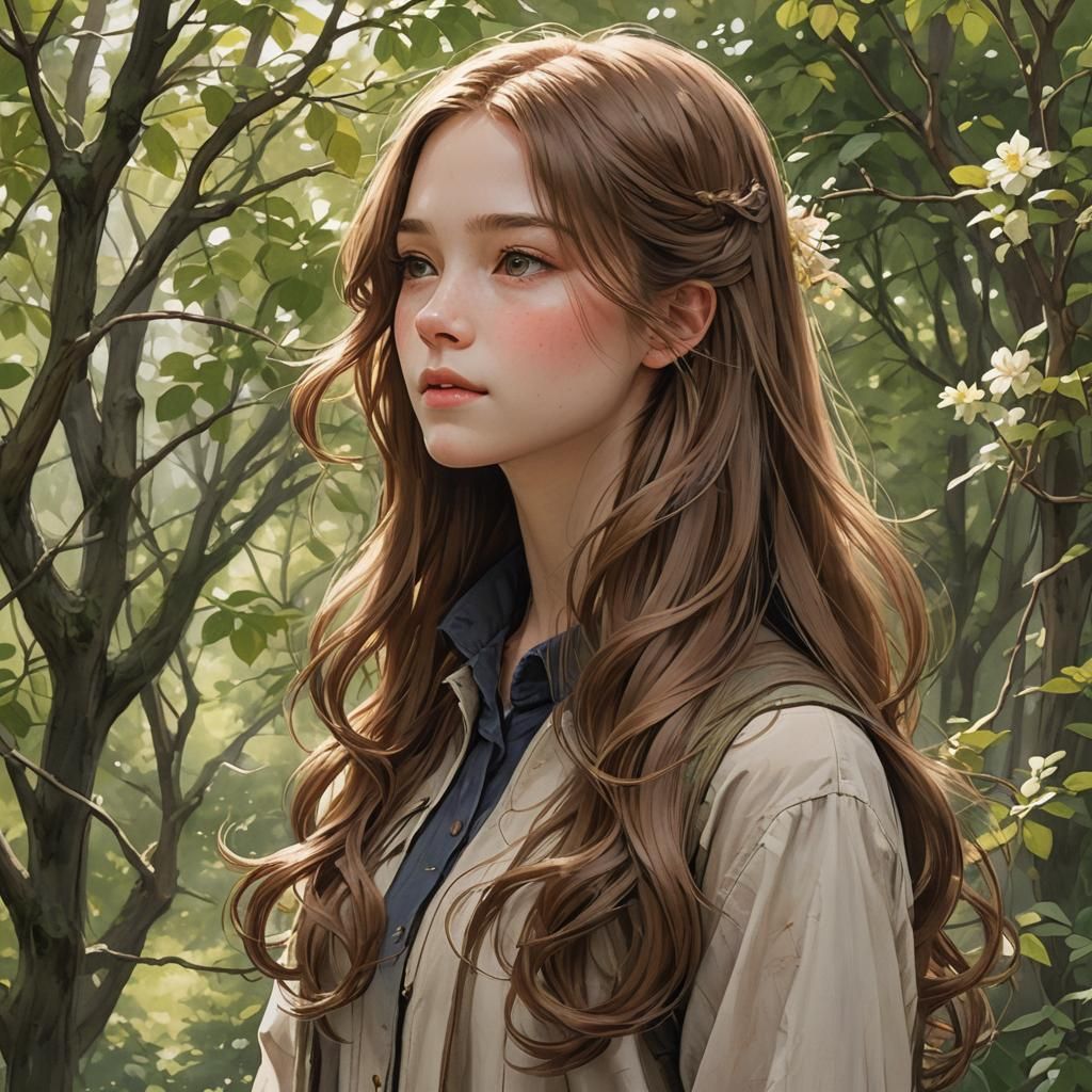 Dreamy Portrait of a Young Woman with Hazel Eyes