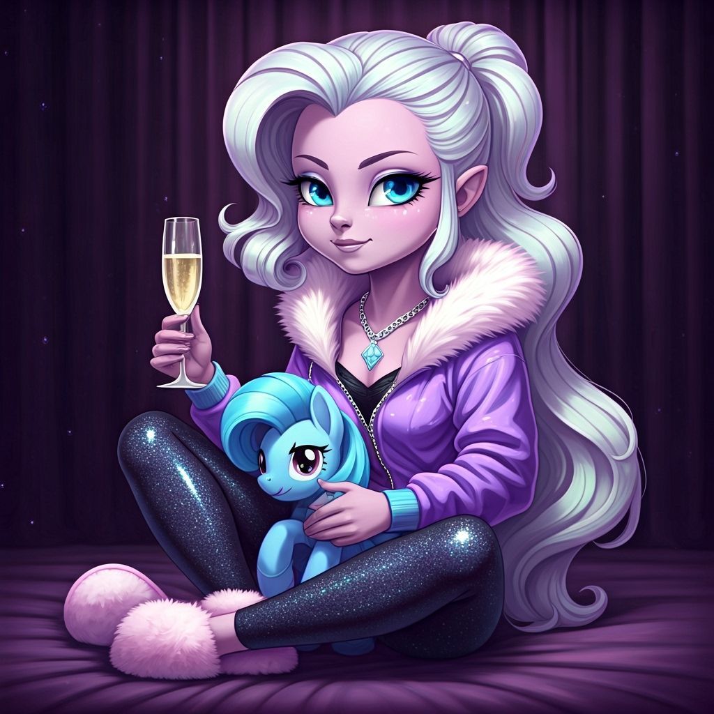 Diamond Tiara Grown Up Sipping Champagne: Hyperrealistic Art