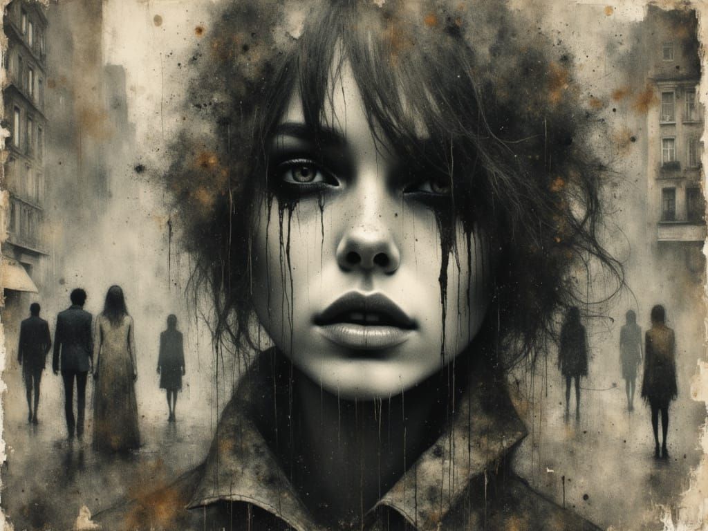 Psychedelic Female Figure of Chaos in Watercolor and Ink