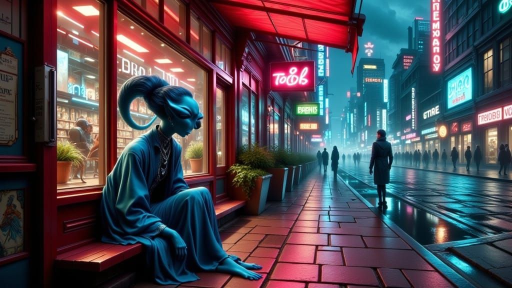 <lora:Gridimation NG:1.0> This vibrant scene pulses with an ...