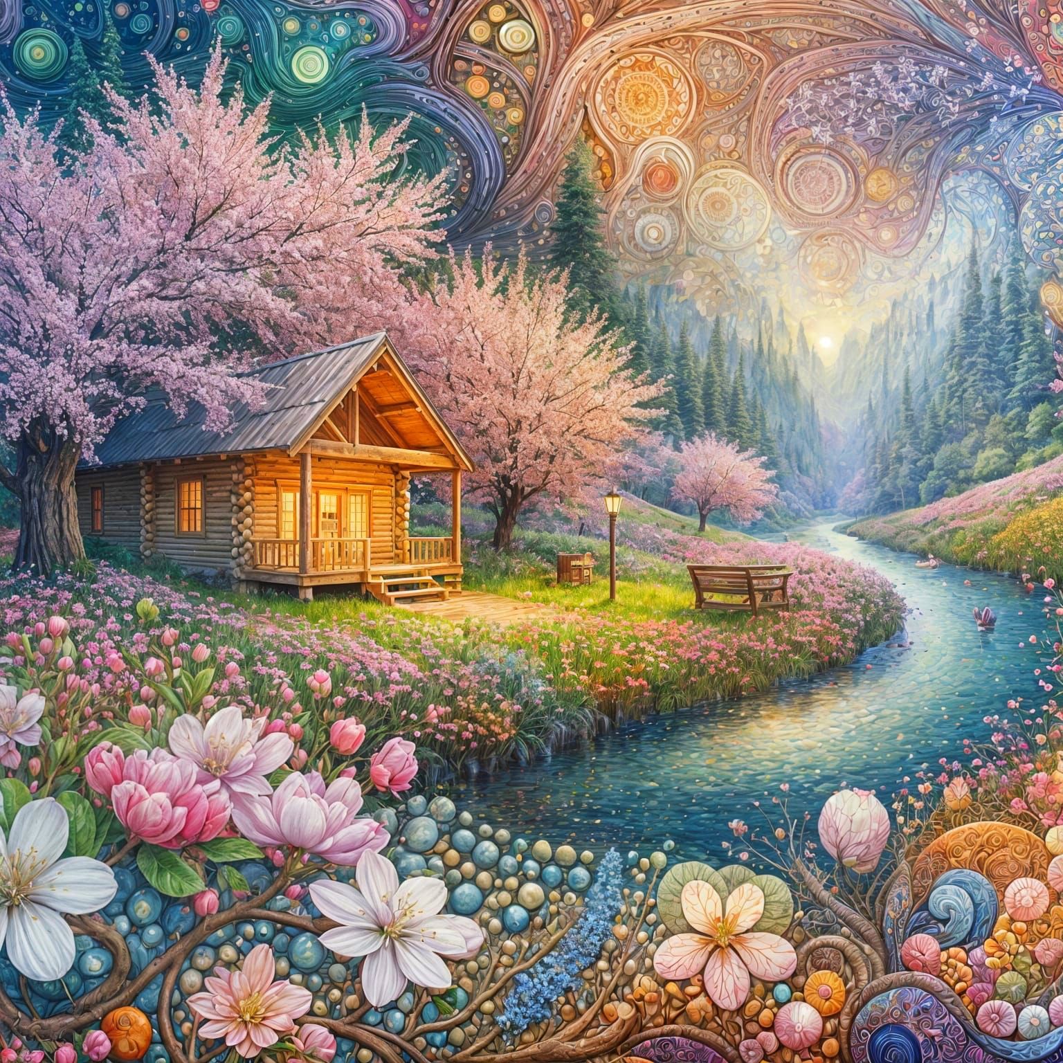 Spring Floral Wonderland in Gouache Style