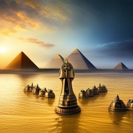 Egyptian Pharaohs Play Chess: 3D Art