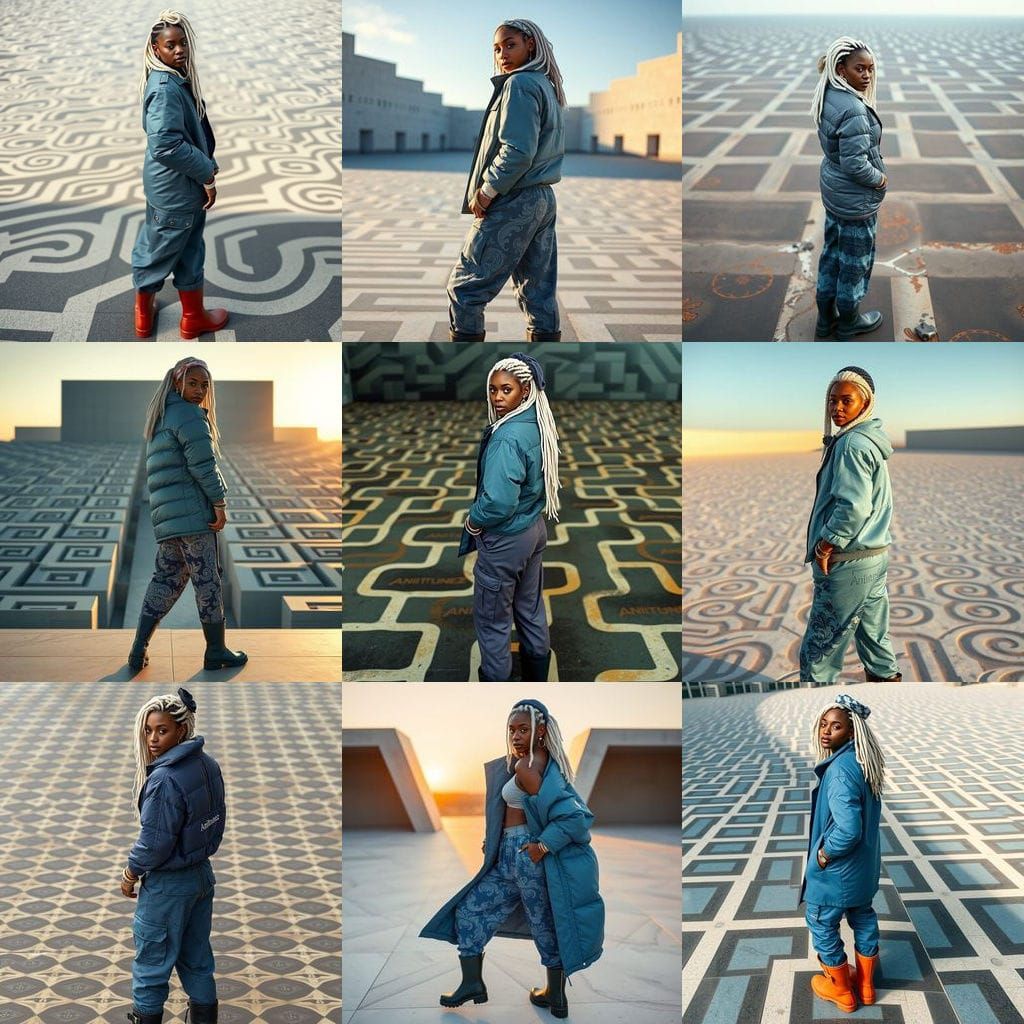 Hyperrealistic Photo of Woman with Dreadlocks in Geometric S...