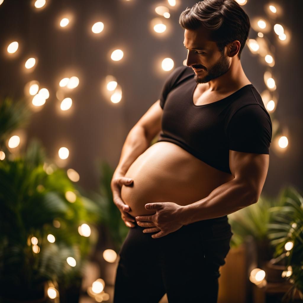 Pregnant Male Belly in Sharp Focus Photography