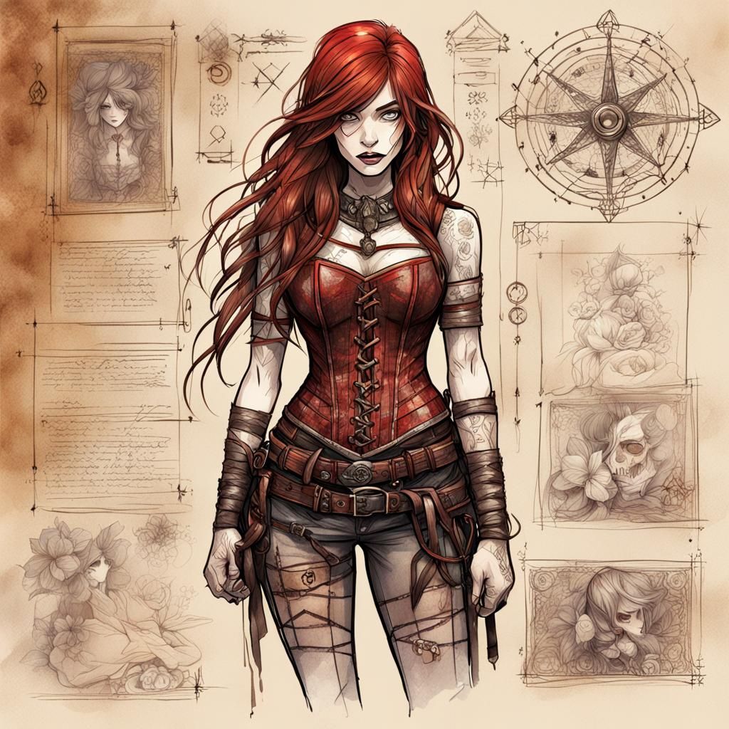 Stunning Amazon Woman Character Sheet in Sketchbook Style