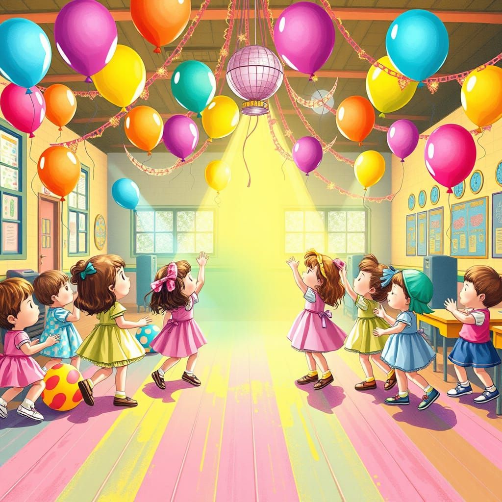 Easter Disco for Little Ones in a Whimsical School Hall