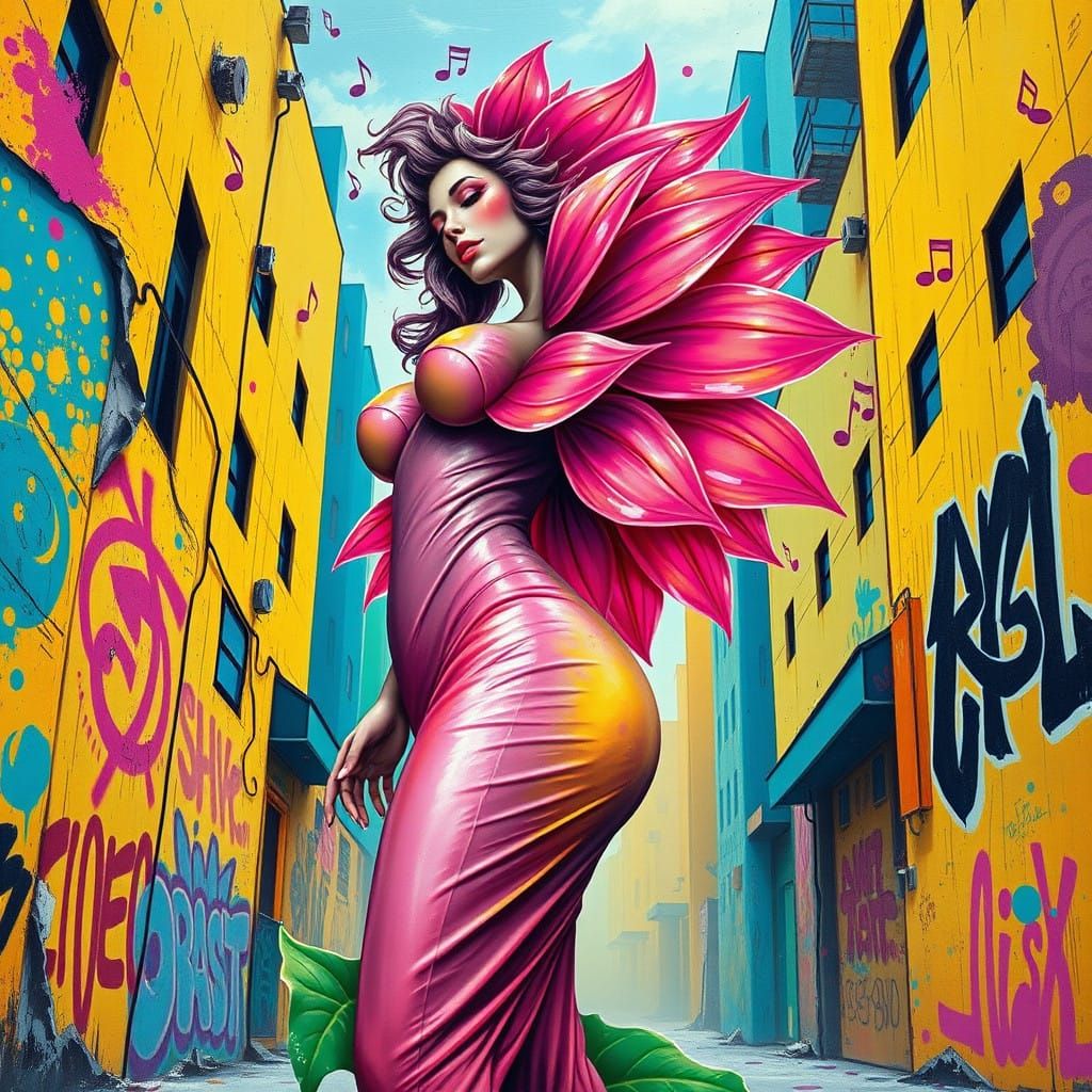 Ethereal Sunflower Goddess Sways to City Pulse
