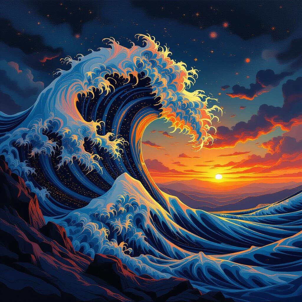 Frozen Wave Rock Formation in Surreal Landscape