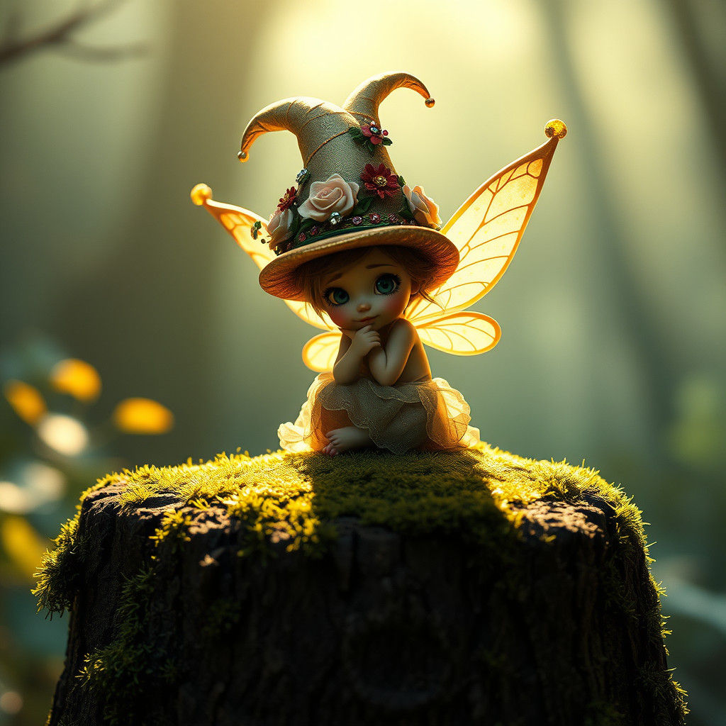 Fairy in Oversized Hat, Dreamlike Cinematic Art