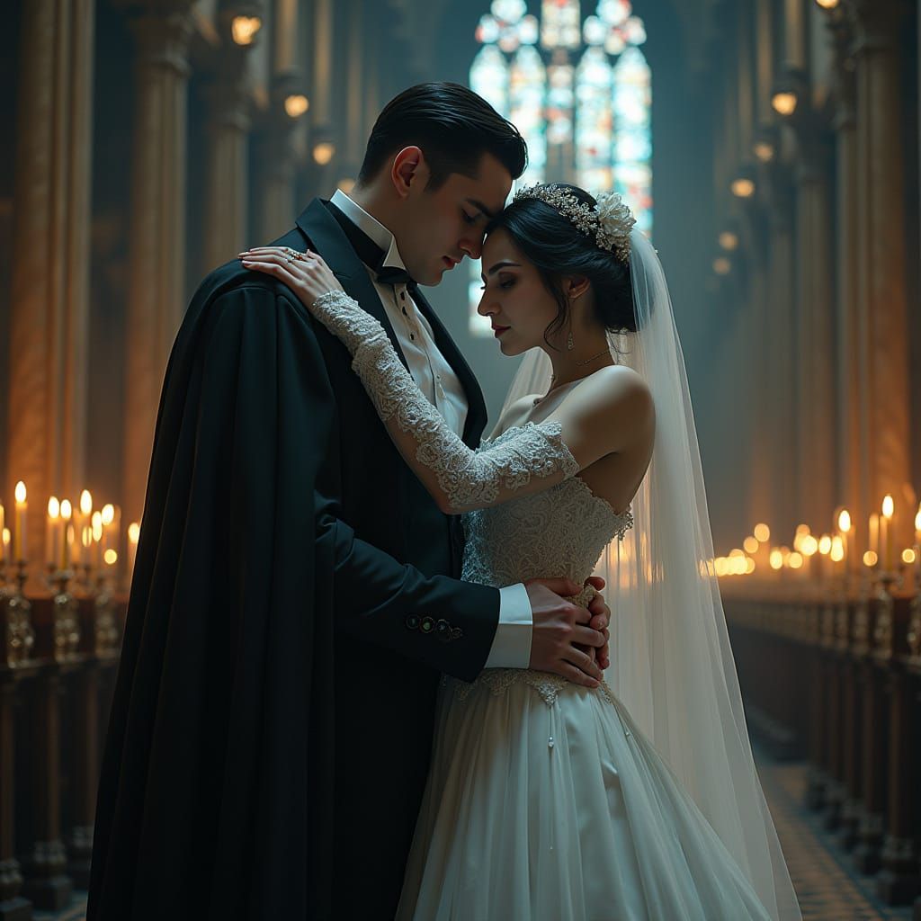 Gothic Vampire Wedding Ceremony in a Cathedral