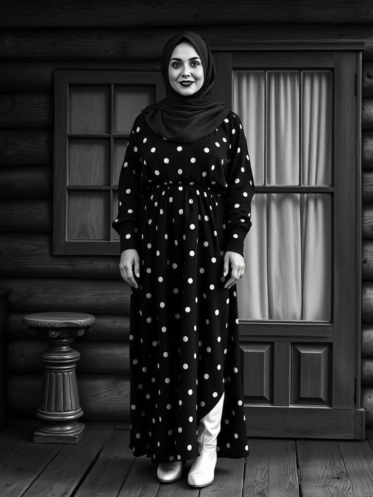 Mysterious Woman in Hijab: Retro-Style Art Deco Portrait