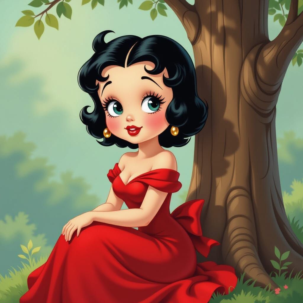 Mystical Betty Boop Portrait in Surrealist Style