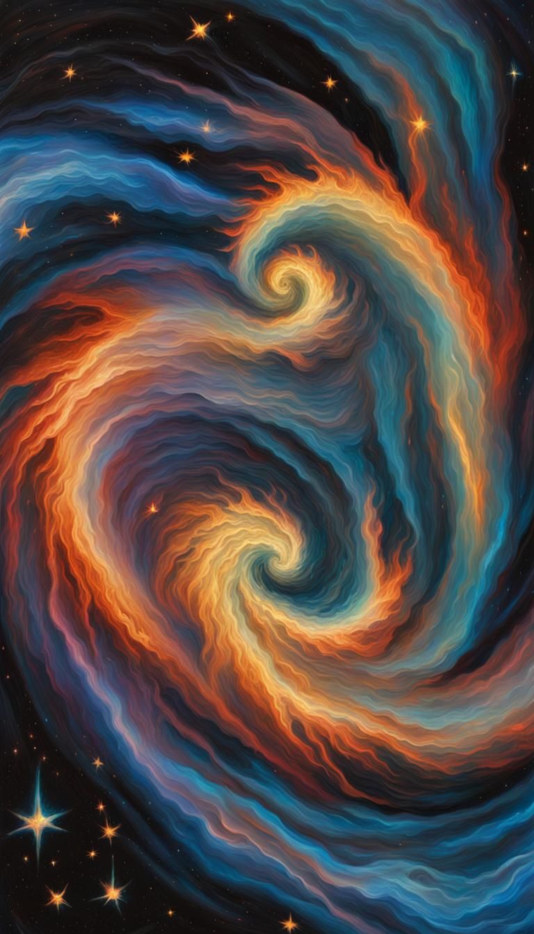 Iridescent Plasma Maelstrom of Newborn Stars as Impasto Pain...