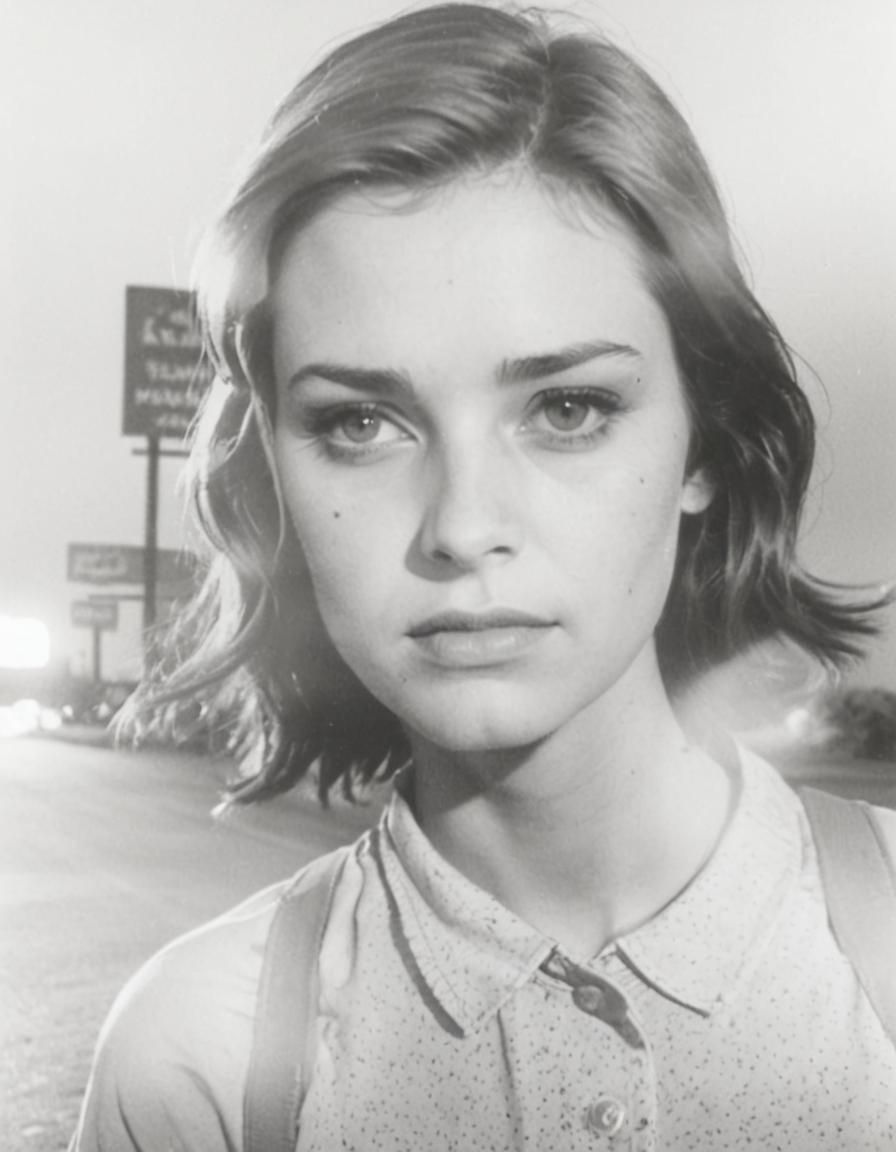 Ominous Desert Highway at Night: 1970s Film Style