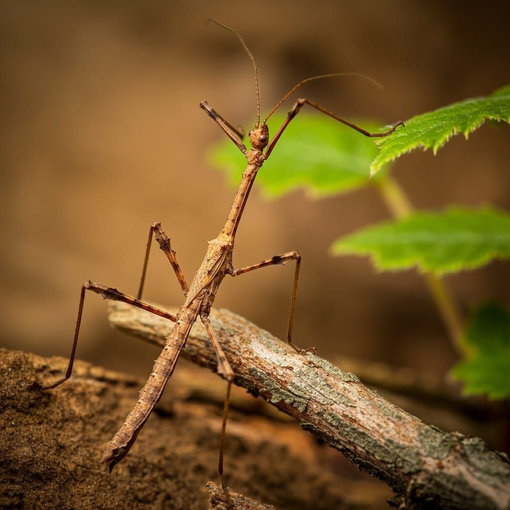 Camouflaged Walking Stick Insect in Forest