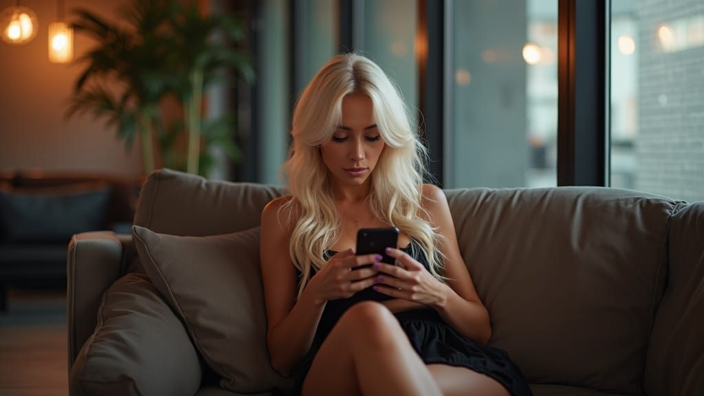 Platinum Blonde in Loft: Seductive Texting