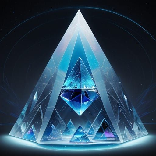 Cosmic Pyramidal Hourglass with Electric Blue Lightning