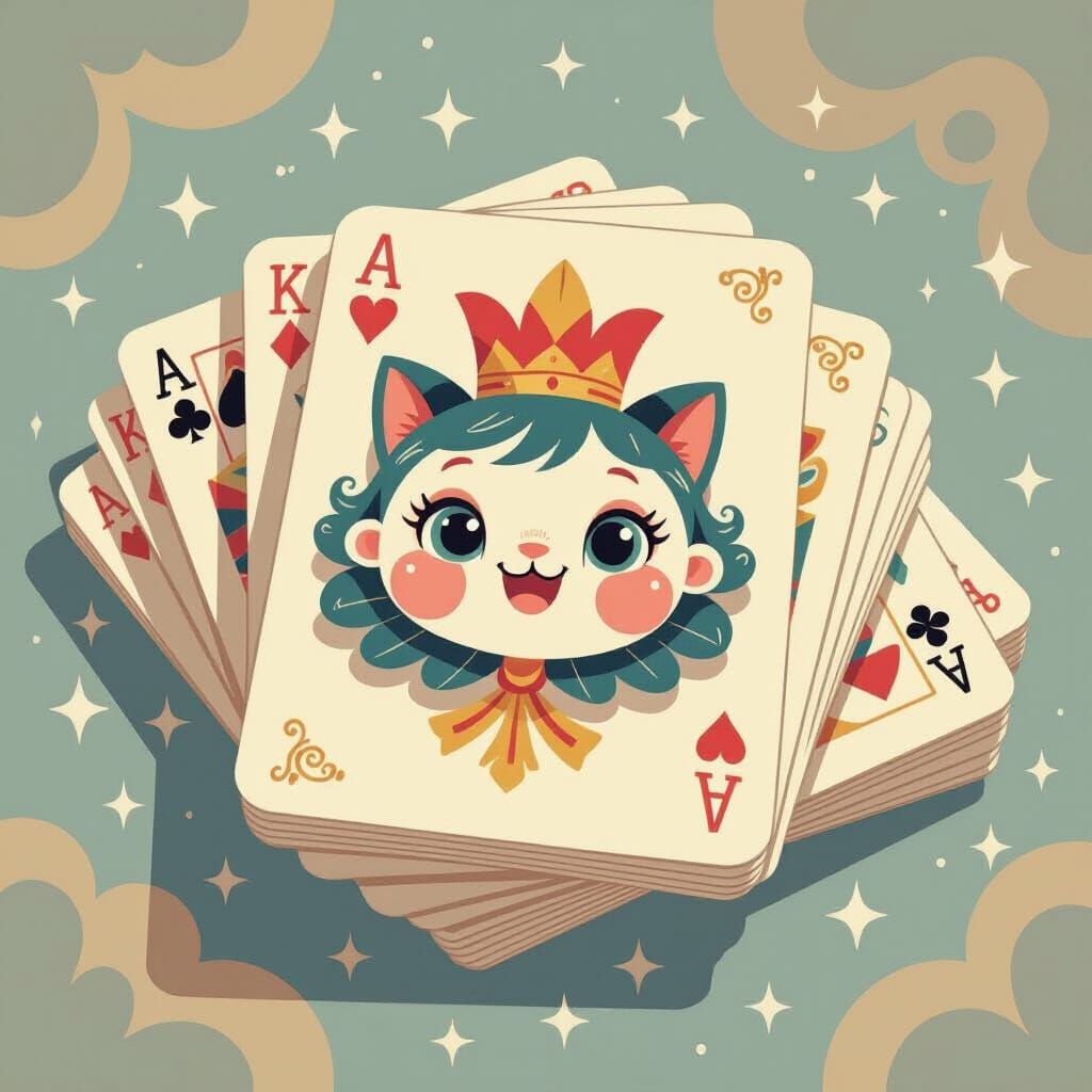 Fantastical Cute Faces on Playing Cards