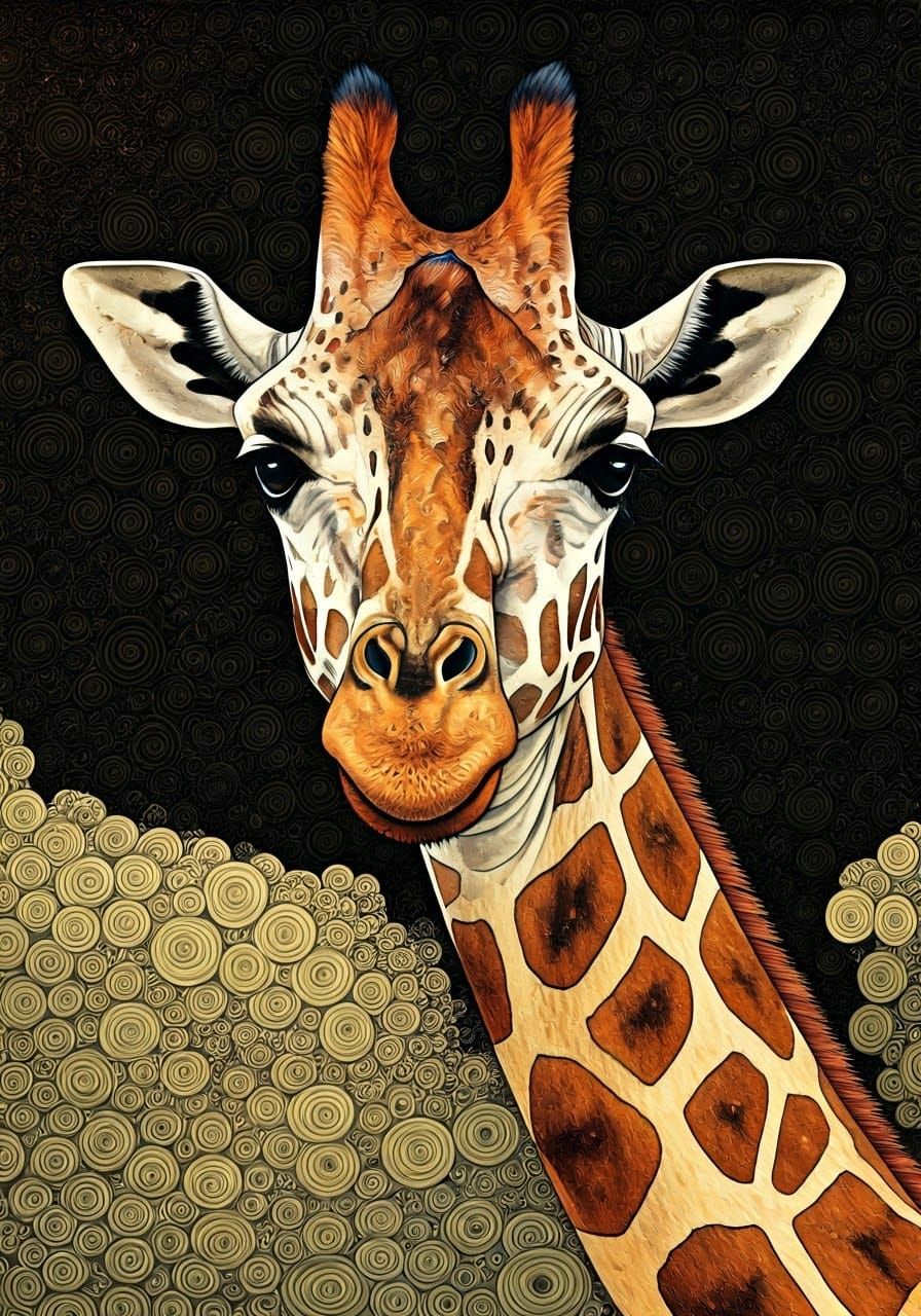 Giraffe in Vibrant, Intricate Style