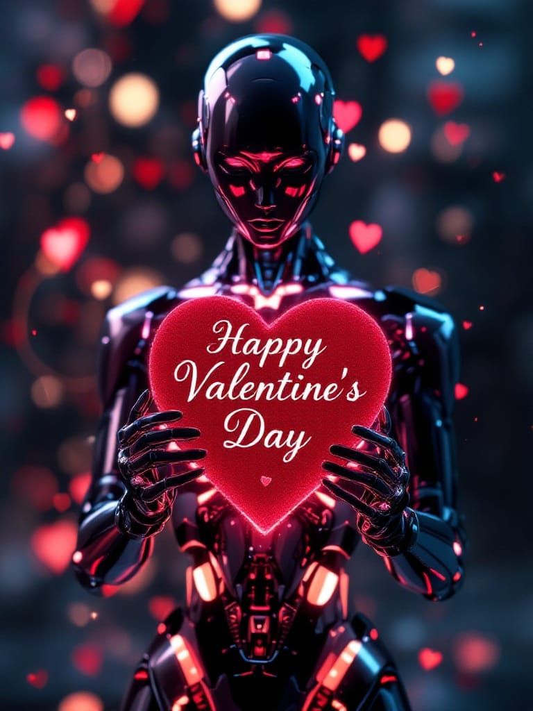 Futuristic Robot Woman Presents Valentine's Day Card in Syd ...