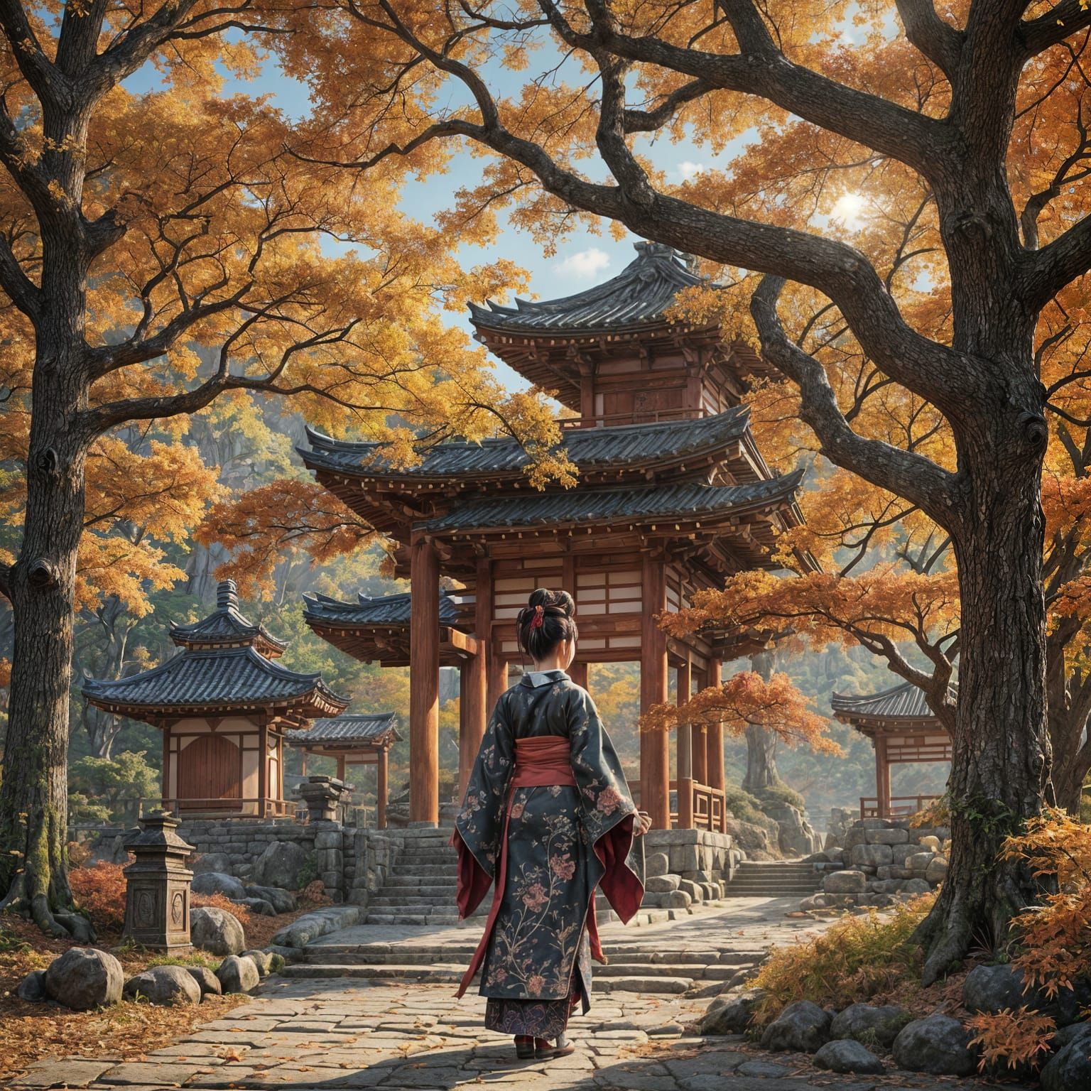 Autumn in Ancient Japan: Fantasy Concept Art
