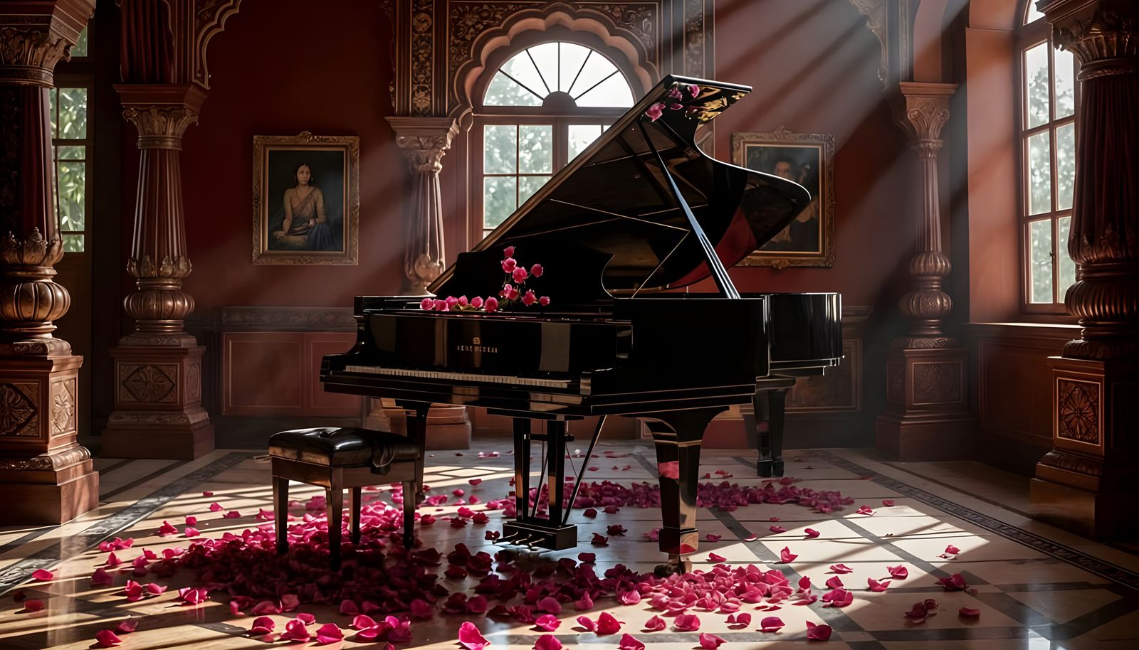 Romantic Bollywood Piano Scene in Indian Artist's Room