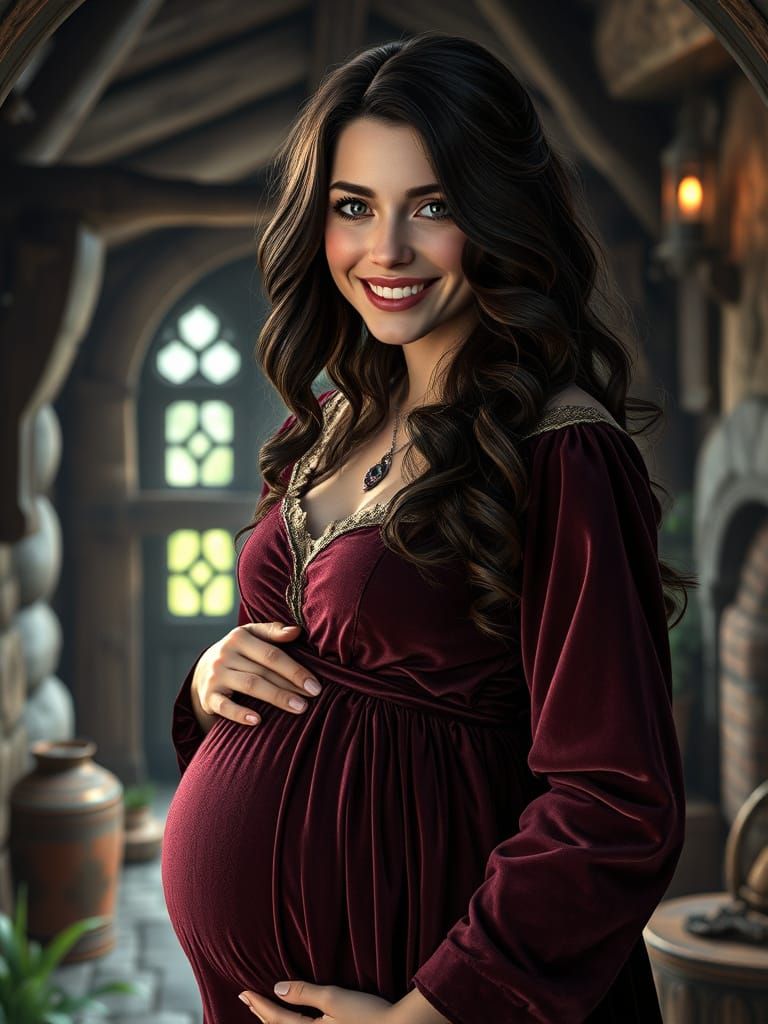 Medieval Matron in Velvety Blue Delight