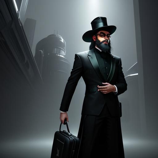 Infrared Photo: Hasidic Jew in Jazz-Age Futuristic Style