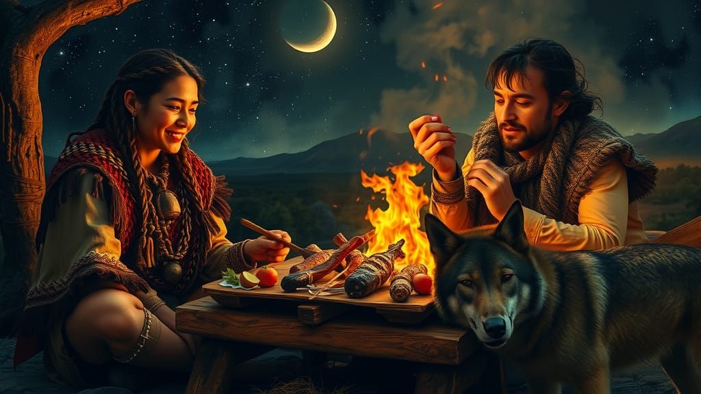 Neanderthal Woman Shares Meal with Hunter-Gatherer