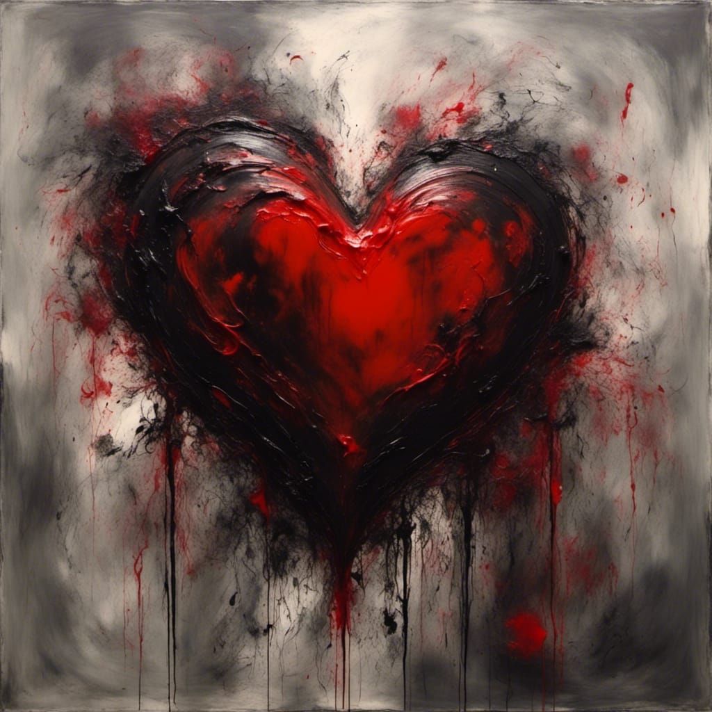 Vibrant Red Melting Heart on Dark Background
