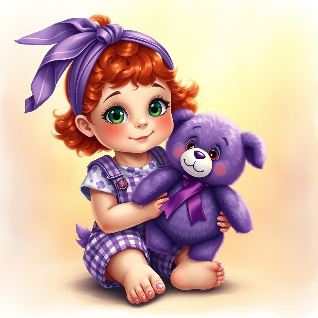 Whimsical Girl in Dreamy Purple Hues