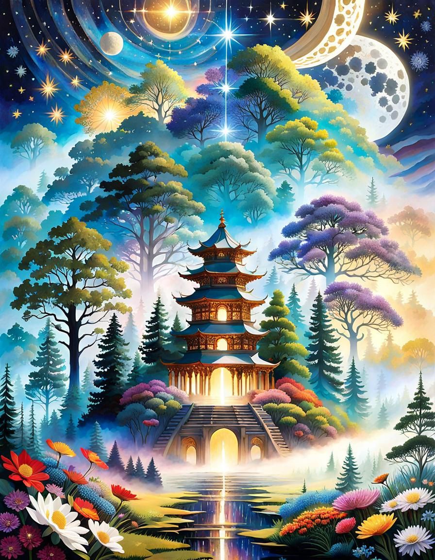 Magical Realms: A 3D Mixed-Media Collage