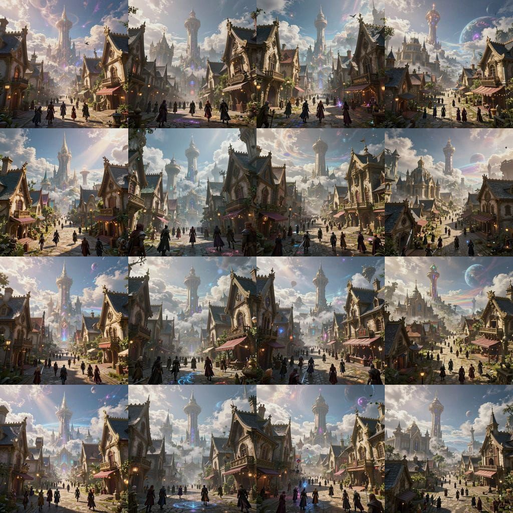 Cinematic Unreal Engine 5 Cityscape with Mages and Guilds