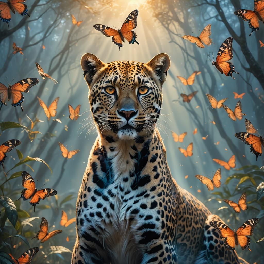 Flying Leopard Butterfly Fantasy Illustration