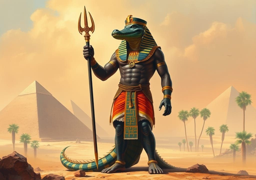 Majestic Sobek: Ancient Egyptian Crocodile God