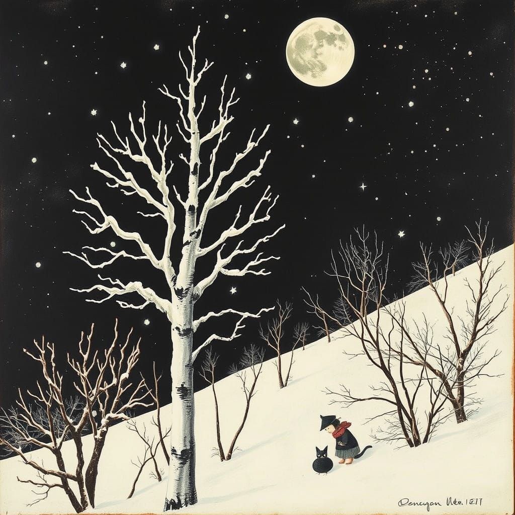 Vibrant Winter Portrait in Whimsical Style