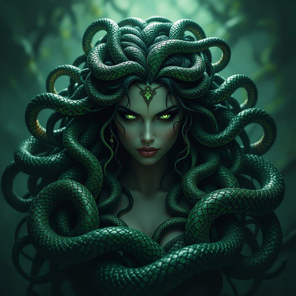 Medusa: Powerful Serpent-Haired Gorgon in Dark Fantasy