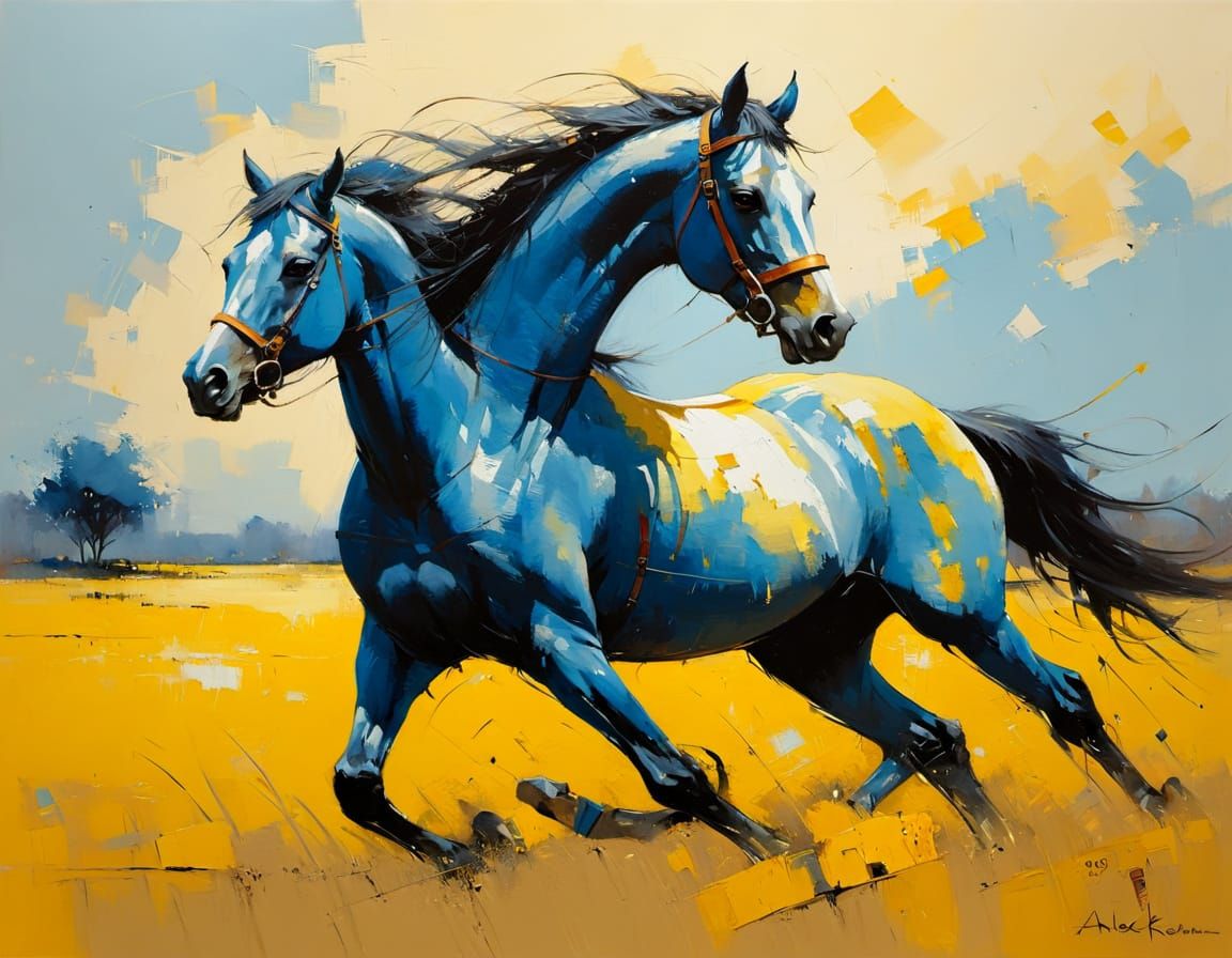 Yellow Horse Gallops on a Yellow Field