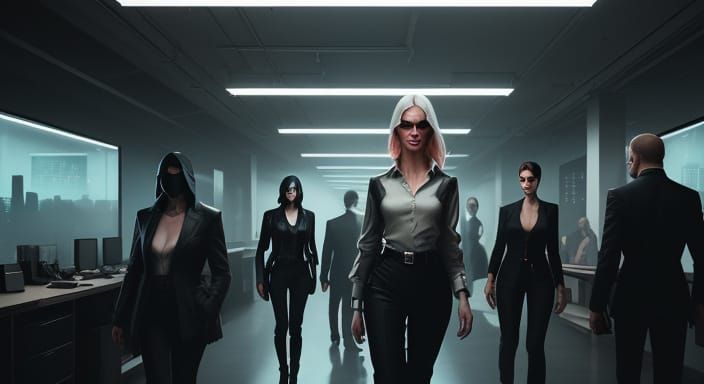 Surveillance in a Dystopian Cityscape