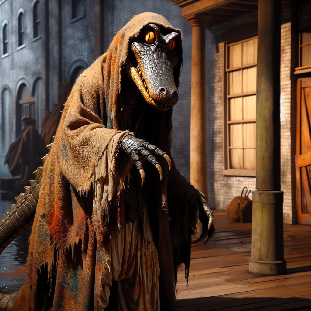 Alligator Warrior in Ethereal Fantasy Style