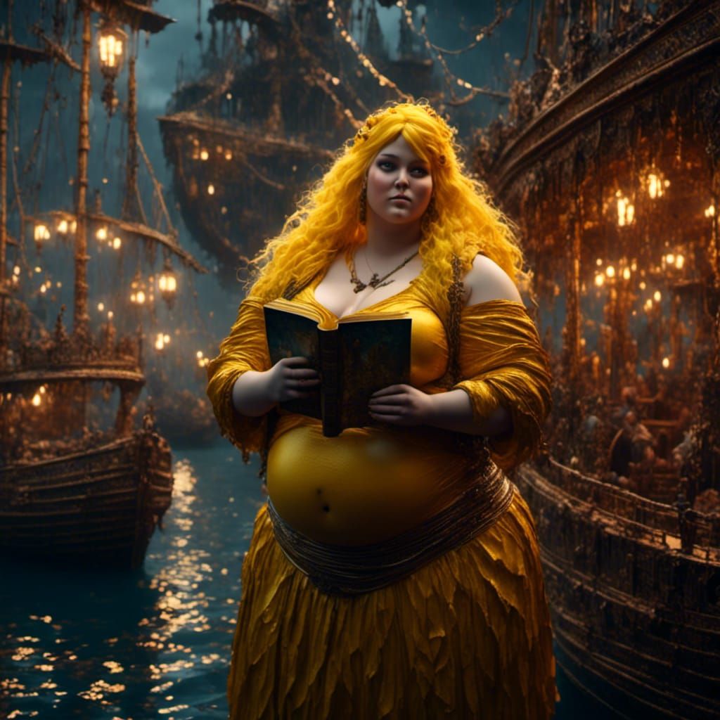 Fantasy Art: Curvy Woman at Dockside